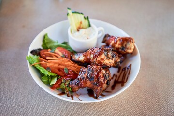 Delicious plate of roasted meat