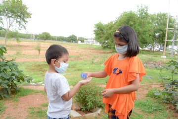 INDIAN KIDS ,BROTHER AND SISTER  DURING COVID 19 PANDEMIC