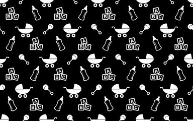 Baby items seamless repeat pattern background