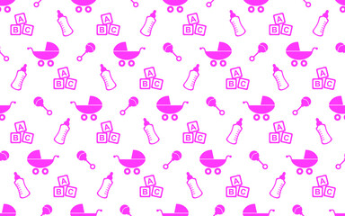 Baby items seamless repeat pattern background
