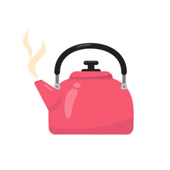Red kettle vector illustration in flat design isolated on white background 