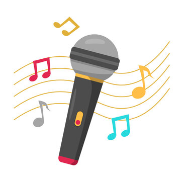microphone singing with colorful musical notes clip art preview