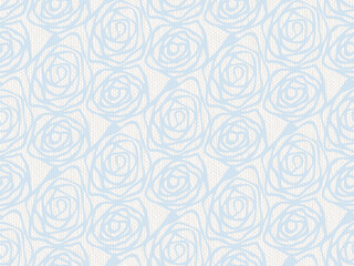 Hand drawn swirl rose flower on canvas pattern seamless repeat background