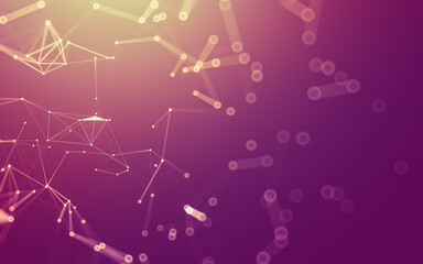 Abstract background. Molecules technology with polygonal shapes, connecting dots and lines. Connection structure. Big data visualization.