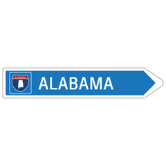 Roadway sign Welcome to Signage on the highway in american style Providing alabama