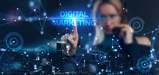 Business, Technology, Internet and network concept. Digital Marketing content planning advertising strategy concept.
