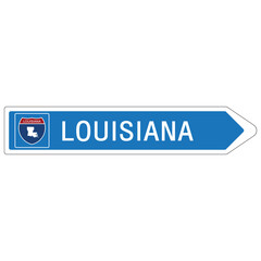 Roadway sign Welcome to Signage on the highway in american style Providing louisiana