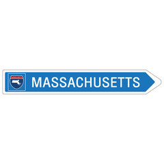 Roadway sign Welcome to Signage on the highway in american style Providing massachusetts