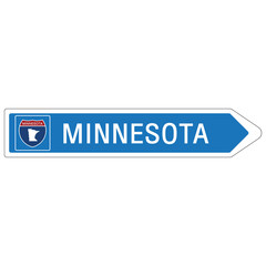 Roadway sign Welcome to Signage on the highway in american style Providing minnesota