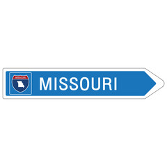 Roadway sign Welcome to Signage on the highway in american style Providing missouri