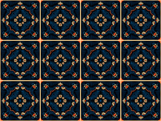 Bandana print. Women's shawl with floral pattern. Mediterranean wallpaper. Portuguese tile azulejo. Turkish ornament. Spanish porcelain. Ceramic dishes. 