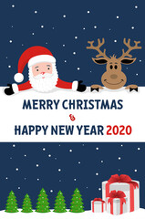 Fototapeta na wymiar Merry christmas and happy new year greeting card with illustration