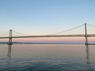 Bay Bridge with colorful sky
