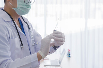 man doctors working with syringe