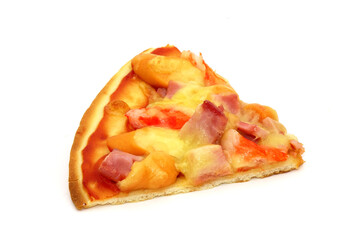 Piece of Pizza isolated on white background.