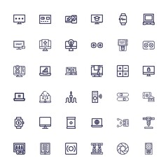Editable 36 electronic icons for web and mobile