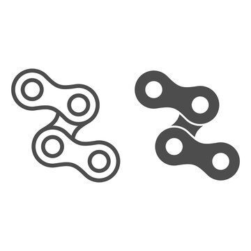 Bicycle chain line and solid icon, bicycle concept, chains sign on white background, bike chains icon in outline style for mobile concept and web design. Vector graphics.
