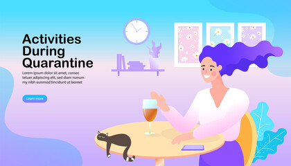 woman drinking coffee in the morning. Woman sitting,relaxing in a chair in a room at her home or apartment. Stay at home during quarantine concept.
