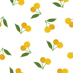 Yellow Cherry. Seamless Vector Patterns