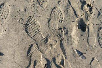 Footprint Shoe On Beach; Texture or Background
