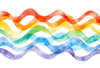 水彩テクスチャ　虹色のウェーブ
