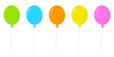 Colorful balloon collection on white background.