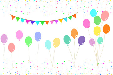 set of Colorful Balloon background with confetti and flag.