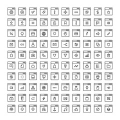 browser and web interface icons line