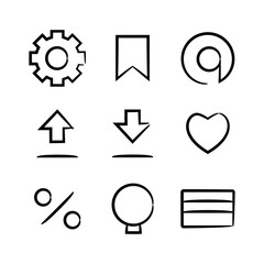 web user interface hand drawn icons set