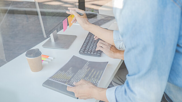 Programmer working in a software development and coding technologies. Website design. Technology concept.