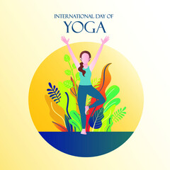 Vector of woman on yoga pose to celebrating International Yoga Day.