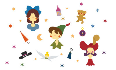 Pattern fairy tale flat style cartoon vector  