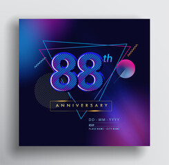 88th Years Anniversary Logo with Colorful Abstract Geometric background, Vector Design Template Elements for Invitation Card and Poster Your Birthday Celebration.