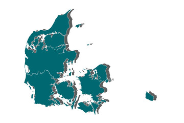  Blue map of denmark, Blue gradient Denmark map. Detailed, Mercator projection, denmark map - blue pastel graphic background . Vector illustration .eps 10 - Vector
