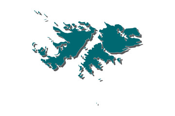  Map of falkland Islands. Detailed vector map with counties, regions, province, states. Blue shape/contour map of falkland Islands. High detailed blue map of Falkland Islands. - Vector
