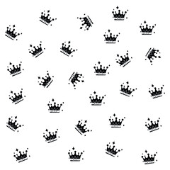 Hand drawn seamless pattern with crowns. Cute baby and little princess design. Children's room wallpaper and clothes texture.
