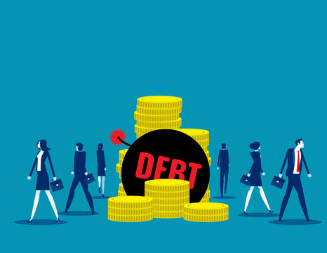 People Walk Away From Debt. Business Finance And Economy Concept