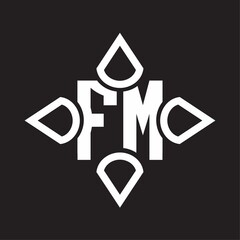 FM Logo monogram with four cone rounded by the shape design template