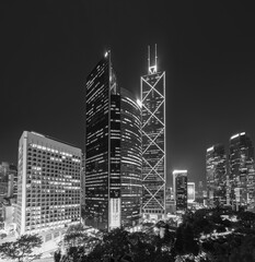 Skyline of downtown district of Hong Kong city at night