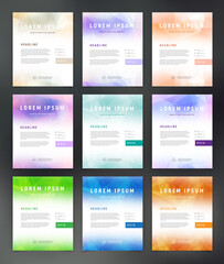 Vector flyer design template collection, page layout set
