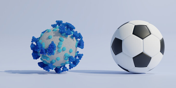 Abstract corona virus image and soccer ball.