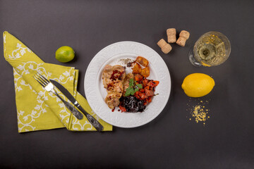 Chicken with orange and vegetables
