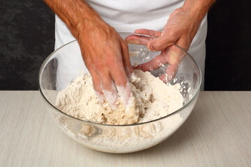 Kneading Dough. Making Flatbread.