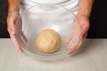 Dough ready before rising. Making Flatbread.