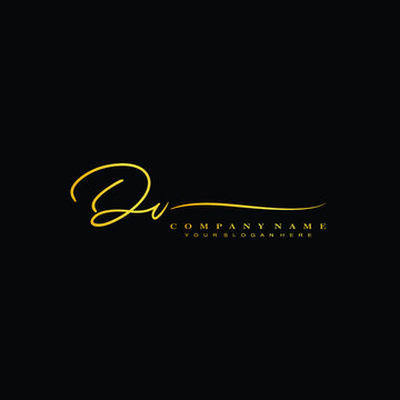 DV initials signature logo. Handwriting logo vector templates. Hand drawn Calligraphy lettering Vector illustration.
