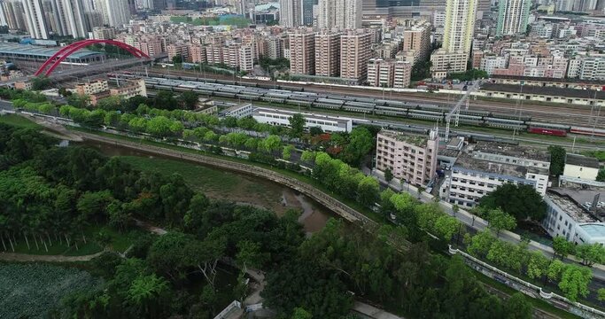 Aerial view of cityscape in Shenzhen city,China