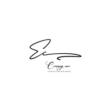 EC initials signature logo. Handwriting logo vector templates. Hand drawn Calligraphy lettering Vector illustration.