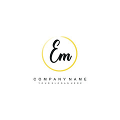 EM initials signature logo. Handwriting logo vector templates. Hand drawn Calligraphy lettering Vector illustration.