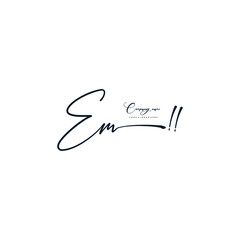 EM initials signature logo. Handwriting logo vector templates. Hand drawn Calligraphy lettering Vector illustration.