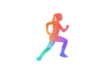 Fototapeta na wymiar Running woman silhouette logo template vector eps